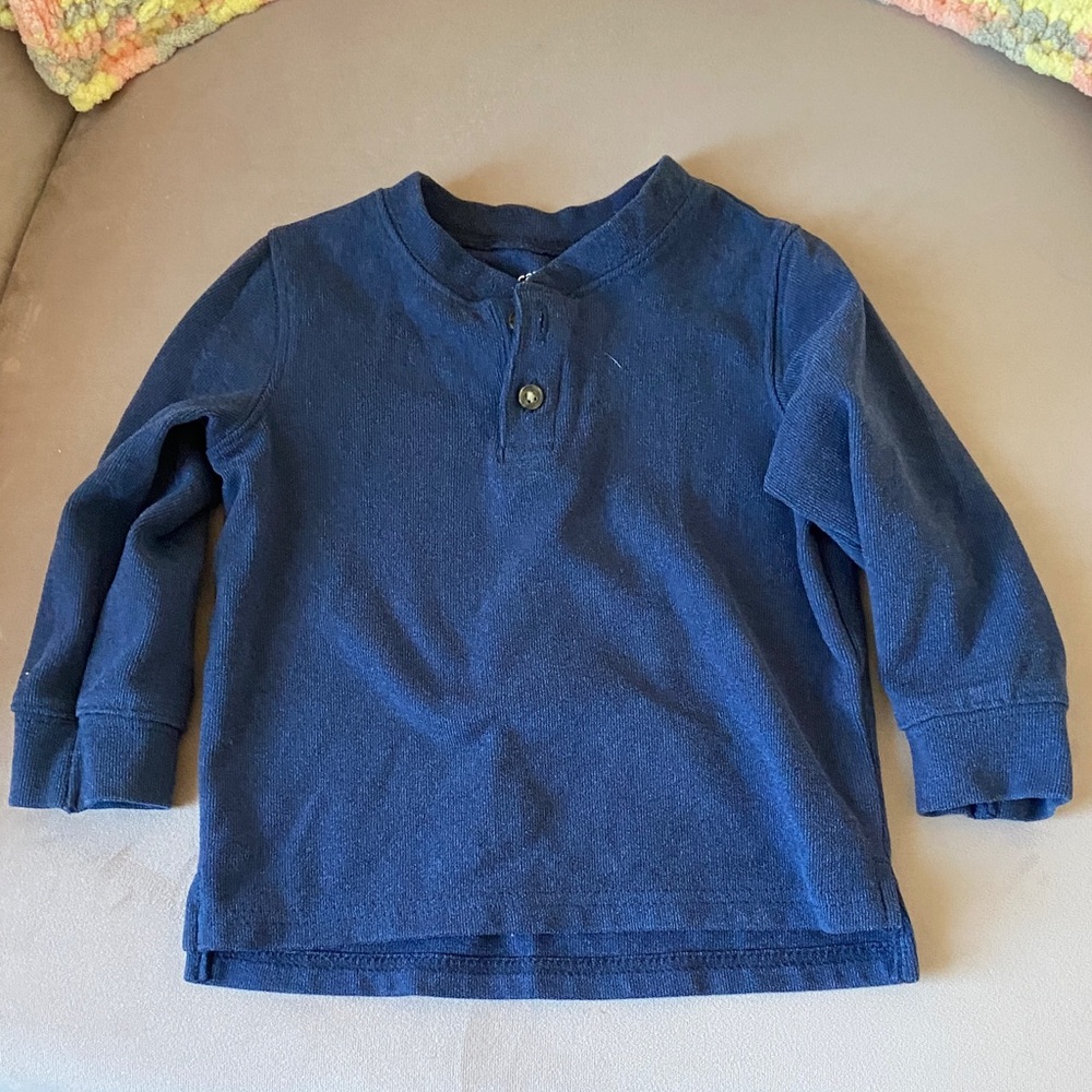 Carter’s Warm Navy Blue Kids Long Sleeve Henley 12 mos.